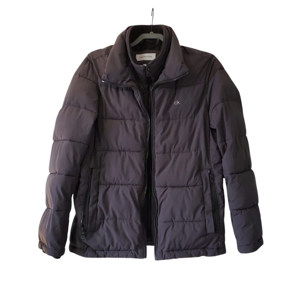Calvin Klein Insulated Classic Puffer Jacket Ribbed Storm Grey S - Picture 2 of 9